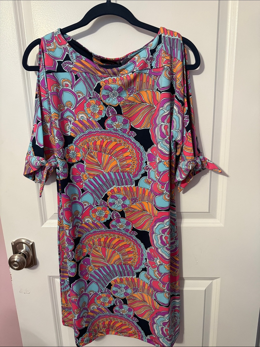 Trina Turk Navy, Pink and Orange Floral Print Top